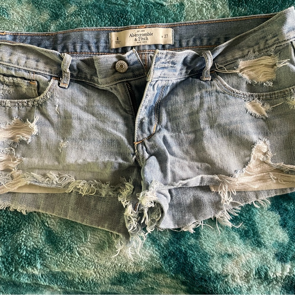 Abercrombie & Fitch Blue Jean Shorts Distressed Style